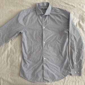 Express Men’s Small Extra Slim Fit Dress Shirt | Purple & Blue Grid